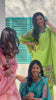 Pistachio Green Kalamkari Printed Animal & Floral Print Kurti Set with Churidar, Dupatta & Lace Detailing