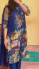 Blue Kalamkari Cotton Kurta Set with Dupatta - Traditional Painted Motifs & Embroidered Lace Detailing