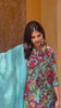 Floral Printed Blue Cotton Kurti Set with Churidar, Dupatta & Lace Detailing – Vibrant Ethnic Wear for Festive & Casual Occasions